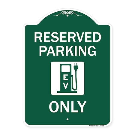 Signmission Ev W/ Electric Vehicle Charging Station Graphic, Green & White Alum Sign, 18" x 24", GW-1824-24089 A-DES-GW-1824-24089